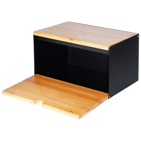 Chlebak drewniany metalowy czarny podwójna pokrywa 35.5x22x20.5cm VILDE 259620 Chlebak drewniany metalowy czarny podwójna pokrywa 35.5x22x20.5cm VILDE 259620