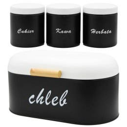 Chlebak metalowy mały + 3 pojemniki na kawę herbatę cukier przyprawy BRUNBESTE BB-2669