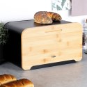Chlebak metalowy pojemnik na chleb pieczywo z deską bambusową czarny 35x22x20.5cm VILDE 259613 Chlebak metalowy pojemnik na chleb pieczywo z deską bambusową czarny 35x22x20.5cm VILDE 259613