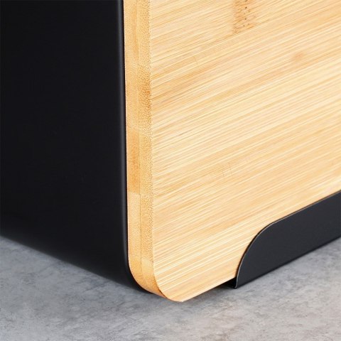 Chlebak metalowy pojemnik na chleb pieczywo z deską bambusową czarny 35x22x20.5cm VILDE 259613 Chlebak metalowy pojemnik na chleb pieczywo z deską bambusową czarny 35x22x20.5cm VILDE 259613