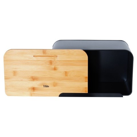 Chlebak metalowy pojemnik na chleb pieczywo z deską bambusową czarny 35x22x20.5cm VILDE 259613 Chlebak metalowy pojemnik na chleb pieczywo z deską bambusową czarny 35x22x20.5cm VILDE 259613