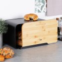 Chlebak metalowy pojemnik na chleb pieczywo z deską bambusową czarny 35x22x20.5cm VILDE 259613 Chlebak metalowy pojemnik na chleb pieczywo z deską bambusową czarny 35x22x20.5cm VILDE 259613