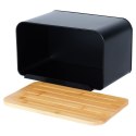 Chlebak metalowy pojemnik na chleb pieczywo z deską bambusową czarny 35x22x20.5cm VILDE 259613 Chlebak metalowy pojemnik na chleb pieczywo z deską bambusową czarny 35x22x20.5cm VILDE 259613