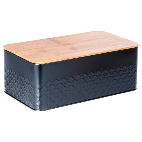 Chlebak metalowy pojemnik na chleb pieczywo z deską drewnianą czarny 33.5x18.5x12.5cm VILDE 259623 Chlebak metalowy pojemnik na chleb pieczywo z deską drewnianą czarny 33.5x18.5x12.5cm VILDE 259623