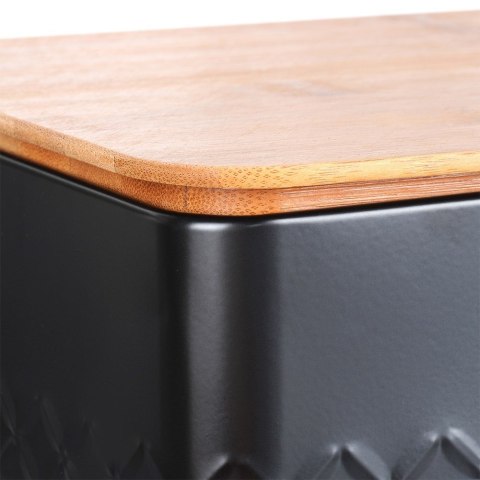 Chlebak metalowy pojemnik na chleb pieczywo z deską drewnianą czarny 33.5x18.5x12.5cm VILDE 259623 Chlebak metalowy pojemnik na chleb pieczywo z deską drewnianą czarny 33.5x18.5x12.5cm VILDE 259623