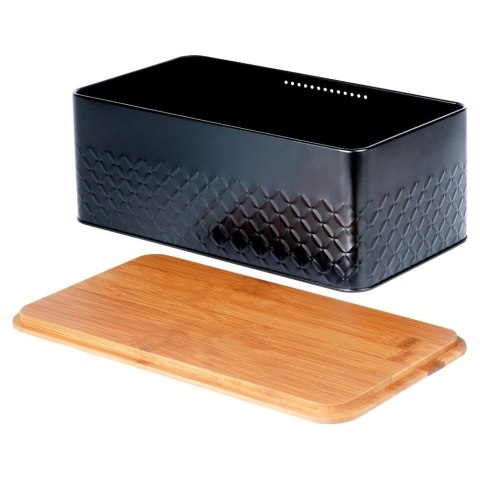 Chlebak metalowy pojemnik na chleb pieczywo z deską drewnianą czarny 33.5x18.5x12.5cm VILDE 259623 Chlebak metalowy pojemnik na chleb pieczywo z deską drewnianą czarny 33.5x18.5x12.5cm VILDE 259623