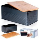 Chlebak metalowy pojemnik na chleb pieczywo z deską drewnianą czarny 33.5x18.5x12.5cm VILDE 259623 Chlebak metalowy pojemnik na chleb pieczywo z deską drewnianą czarny 33.5x18.5x12.5cm VILDE 259623