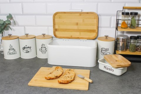 Chlebak stalowy mały pojemnik na pieczywo chleb 30x18x14cm biały BRUNBESTE BB-4260