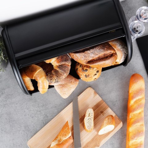 Chlebak stalowy pojemnik na pieczywo chleb bułki czarny 43x27.5x18.5cm VILDE 259616 Chlebak stalowy pojemnik na pieczywo chleb bułki czarny 43x27.5x18.5cm VILDE 259616
