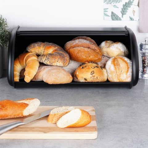 Chlebak stalowy pojemnik na pieczywo chleb bułki czarny 43x27.5x18.5cm VILDE 259616 Chlebak stalowy pojemnik na pieczywo chleb bułki czarny 43x27.5x18.5cm VILDE 259616