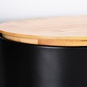 Chlebak stalowy pojemnik na pieczywo chleb bułki z deską drewnianą czarny 34x18.5x15.5cm VILDE 259624