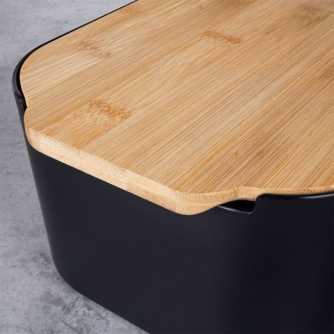 Chlebak z deską do krojenia bambusową czarny 33x18.5x12cm VILDE 259301 Chlebak z deską do krojenia bambusową czarny 33x18.5x12cm VILDE 259301