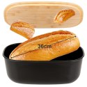 Chlebak z deską do krojenia bambusową czarny 39x23.5x15.5cm VILDE 259176 Chlebak z deską do krojenia bambusową czarny 39x23.5x15.5cm VILDE 259176
