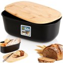 Chlebak z deską do krojenia bambusową czarny 39x23.5x15.5cm VILDE 259176 Chlebak z deską do krojenia bambusową czarny 39x23.5x15.5cm VILDE 259176