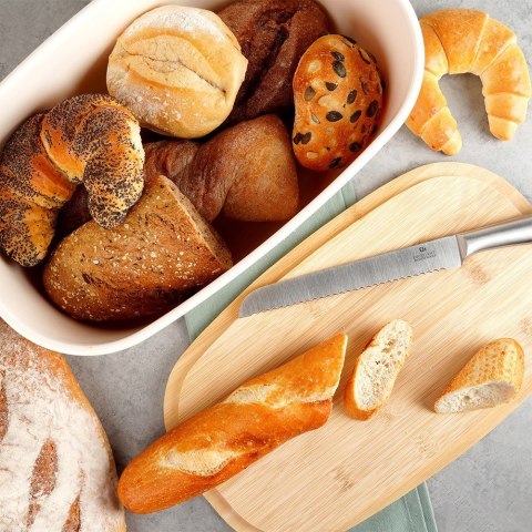 Chlebak z deską do krojenia bambusową kremowy 39x23.5x15.5cm VILDE 259178 Chlebak z deską do krojenia bambusową kremowy 39x23.5x15.5cm VILDE 259178