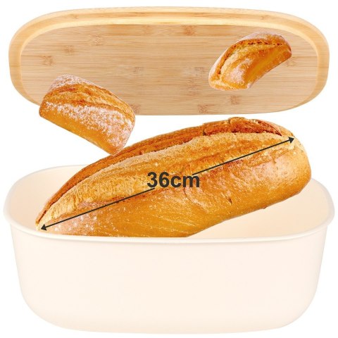 Chlebak z deską do krojenia bambusową kremowy 39x23.5x15.5cm VILDE 259178 Chlebak z deską do krojenia bambusową kremowy 39x23.5x15.5cm VILDE 259178