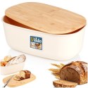 Chlebak z deską do krojenia bambusową kremowy 39x23.5x15.5cm VILDE 259178 Chlebak z deską do krojenia bambusową kremowy 39x23.5x15.5cm VILDE 259178
