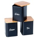 Chlebak z pojemnikami na herbatę kawę cukier metalowy czarny 4-ele VILDE 259627 Chlebak z pojemnikami na herbatę kawę cukier metalowy czarny 4-ele VILDE 259627