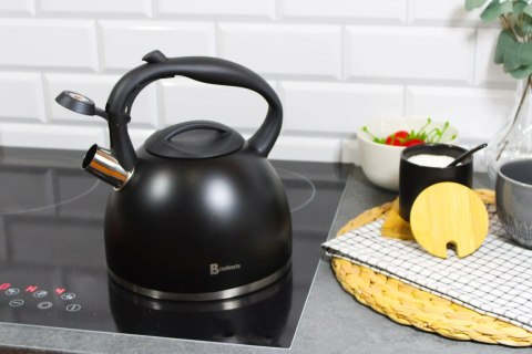Czajnik na gaz stalowy z gwizdkiem indukcja 2.7L czarny matowy BRUNBESTE BB-2442