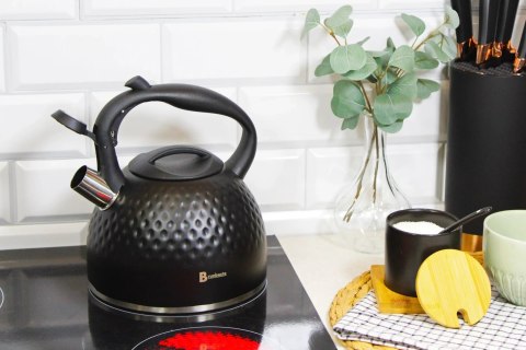Czajnik na gaz stalowy z gwizdkiem indukcja 2.7L czarny matowy diament BRUNBESTE BB-2468