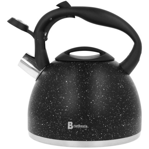 Czajnik na gaz stalowy z gwizdkiem indukcja 2.7L czarny matowy marmurek BRUNBESTE BB-2443
