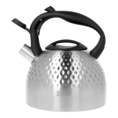 Czajnik na gaz stalowy z gwizdkiem indukcja 2.7L srebrny diament BRUNBESTE BB-2467