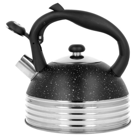 Czajnik stalowy z gwizdkiem na gaz indukcję 2.5L czarny marmurek nakrapiany BRUNBESTE BB-2474