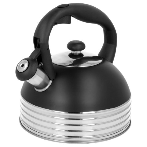 Czajnik stalowy z gwizdkiem na gaz indukcję 2.5L czarny matowy BRUNBESTE BB-2475