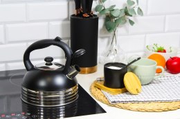 Czajnik stalowy z gwizdkiem na gaz indukcję 2.5L czarny matowy BRUNBESTE BB-2475