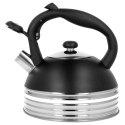 Czajnik stalowy z gwizdkiem na gaz indukcję 2.5L czarny matowy BRUNBESTE BB-2475