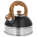 Czajnik stalowy z gwizdkiem na indukcję 2.5L czarny marmurek uchwyt drewno BRUNBESTE BB-2476