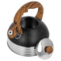 Czajnik stalowy z gwizdkiem na indukcję 2.5L czarny marmurek uchwyt drewno BRUNBESTE BB-2476