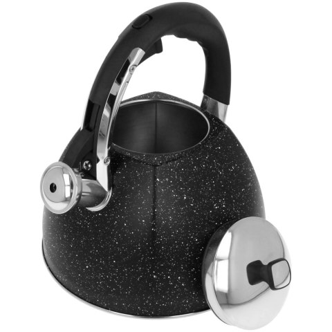 Czajnik stalowy z gwizdkiem podwójne dno gaz indukcja 3L czarny marmurek BRUNBESTE BB-2450