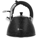 Czajnik stalowy z gwizdkiem podwójne dno gaz indukcja 3L czarny marmurek BRUNBESTE BB-2450