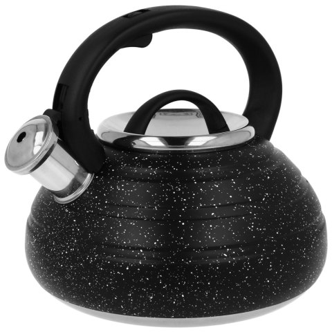 Czajnik stalowy z gwizdkiem tradycyjny gaz indukcja DUŻY 3L czarny marmurek BRUNBESTE BB-1454