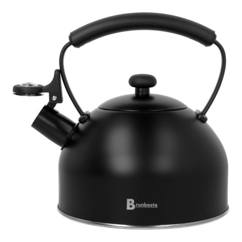 Czajnik stalowy z gwizdkiem tradycyjny indukcja 2.2L czarny matowy BRUNBESTE BB-2462