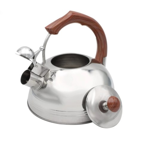 Czajnik stalowy z gwizdkiem tradycyjny indukcja 2.5L uchwyt drewno BRUNBESTE BB-2271