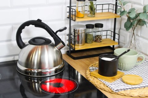 Czajnik stalowy z gwizdkiem tradycyjny indukcja gaz 2.7L srebrny BRUNBESTE BB-1309