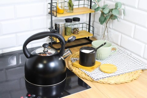Czajnik stalowy z gwizdkiem tradycyjny na gaz indukcję 2.5L czarny mat BRUNBESTE BB-2362