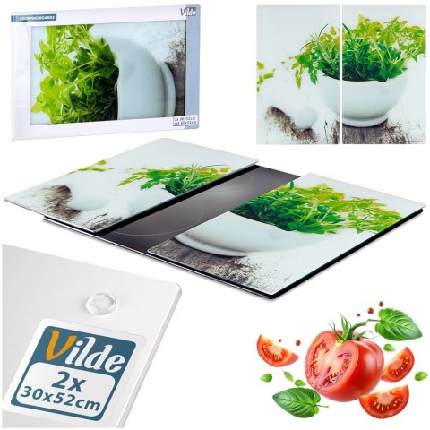 Deska do krojenia i osłona kuchenki szklana 60x52cm VILDE 259679 Deska do krojenia i osłona kuchenki szklana 60x52cm VILDE 259679