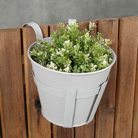 Doniczka balkonowa metalowa szara mała 20 cm VILDE 339404 Doniczka balkonowa metalowa szara mała 20 cm VILDE 339404