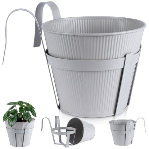 Doniczka balkonowa metalowa szara mała 20 cm VILDE 339404 Doniczka balkonowa metalowa szara mała 20 cm VILDE 339404