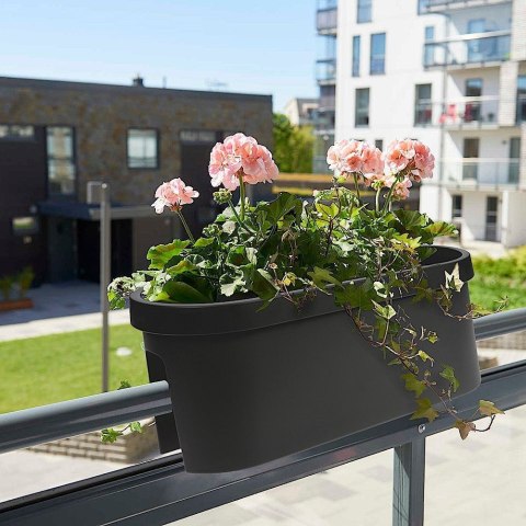 Doniczka balkonowa plastikowa czarna podłużna duża 59 cm VILDE 339156 Doniczka balkonowa plastikowa czarna podłużna duża 59 cm VILDE 339156