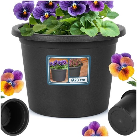 Doniczka ogrodowa plastikowa czarna okrągła 23 cm średnia VILDE 339513 Doniczka ogrodowa plastikowa czarna okrągła 23 cm średnia VILDE 339513