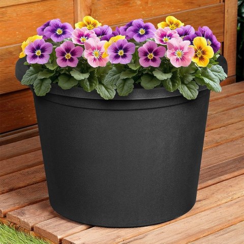 Doniczka ogrodowa plastikowa czarna okrągła 34 cm duża VILDE 339515 Doniczka ogrodowa plastikowa czarna okrągła 34 cm duża VILDE 339515