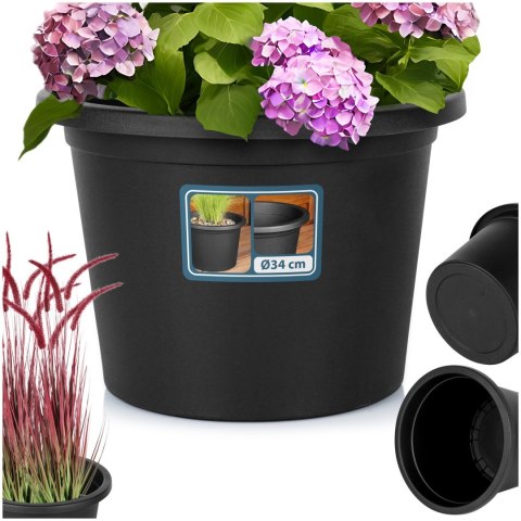 Doniczka ogrodowa plastikowa czarna okrągła 34 cm duża VILDE 339515 Doniczka ogrodowa plastikowa czarna okrągła 34 cm duża VILDE 339515