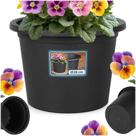 Doniczka ogrodowa plastikowa czarna okrągła duża 27,5 cm VILDE 339514 Doniczka ogrodowa plastikowa czarna okrągła duża 27,5 cm VILDE 339514