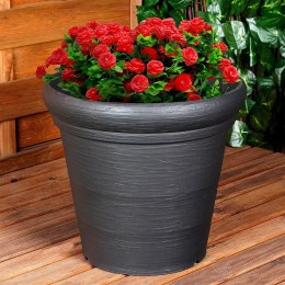 Doniczka ogrodowa plastikowa czarna okrągła duża 38x34 cm VILDE 339499