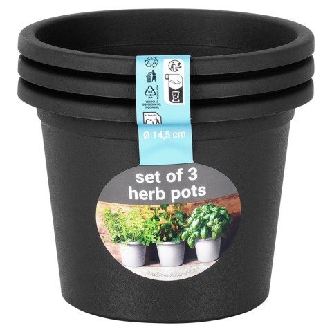 Doniczka ogrodowa plastikowa czarna okrągła mała 14,5 cm 3 szt. VILDE 339511 Doniczka ogrodowa plastikowa czarna okrągła mała 14,5 cm 3 szt. VILDE 339511