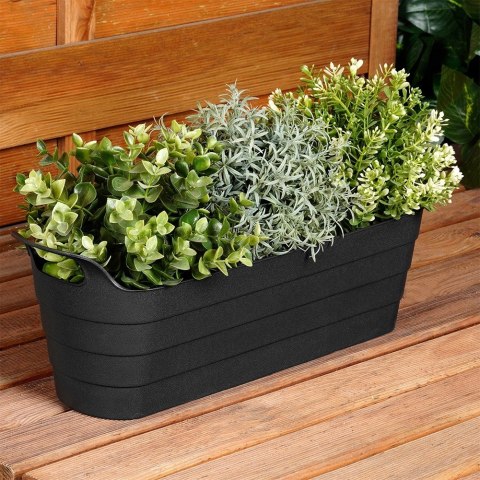 Doniczka ogrodowa plastikowa czarna podłużna duża 44,5 cm VILDE 339517 Doniczka ogrodowa plastikowa czarna podłużna duża 44,5 cm VILDE 339517